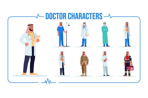 Arab Doctor Svg Vector Illustration Set: Graphics and Illustrations for Editorial Use