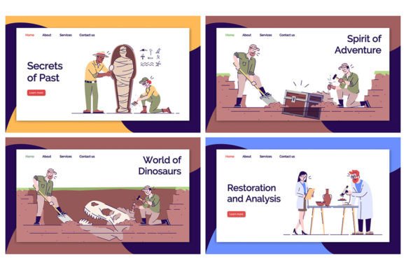 Archeology Landing Page Vector Templates Graphics Review