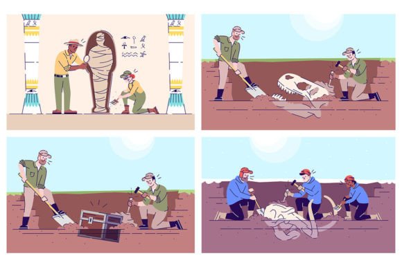 Archeology Svg Vector Illustrations Set Graphics