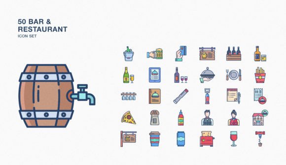 Bar and Restaurant Icon Set Graphics