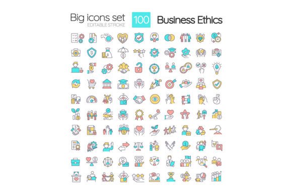 Business Ethics Svg Color Icons Set for Graphics and Icons