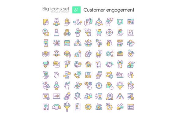 Customer Engagement Svg Color Icons Set Graphics