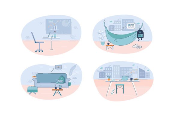 Different Workplaces Svg Illustrations Graphics Review