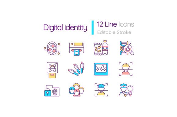 Digital Identity Svg Color Icons Set: Graphics and Icons for Brand Trust