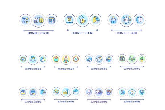 Discount Policy Loop Concept Icons Set: Essential Graphics and Icons for Brand Campaigns