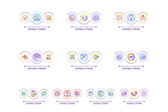 Education Problem Loop Concept Icons Set Graphics and Icons Review