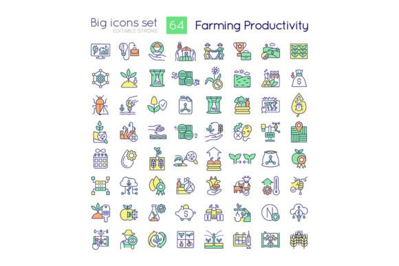 Farming Productivity Svg Color Icons Set Graphics