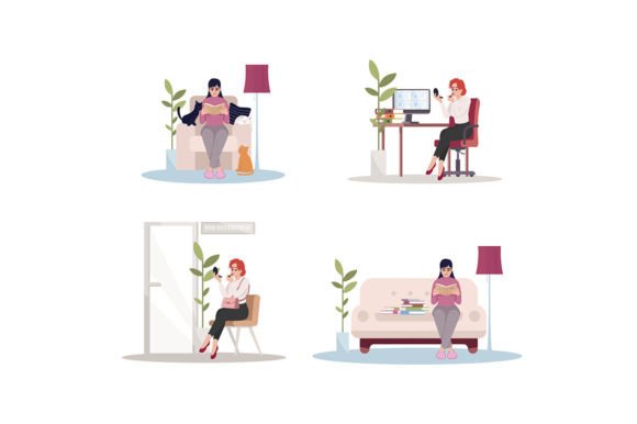 Female at Home and Work Illustrations Graphics Review
