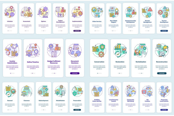 Heritage Conservation Mobile App Screens Graphics and Graphic Templates Review