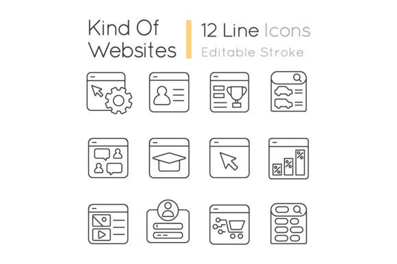 Kind of Websites Svg Linear Icons Set Graphics