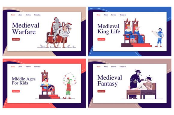 Medieval Landing Page Vector Templates: Graphics for Graphic Templates