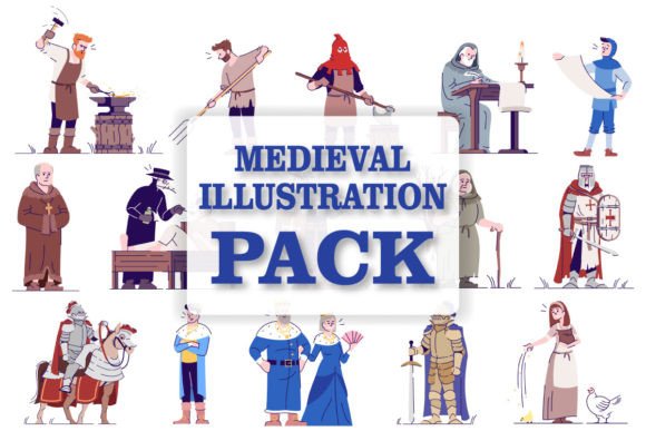 Medieval Period Svg Illustrations Set Graphics and Illustrations Review