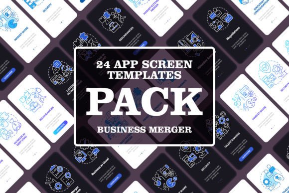 Merger Stages Mobile App Screen Bundle Graphics Review