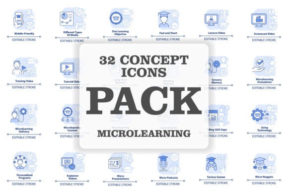 Microlearning Svg Blue Concept Icons Graphics Review