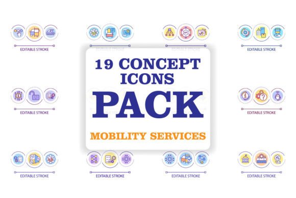 Mobility As Service Loop Concept Icons Graphics