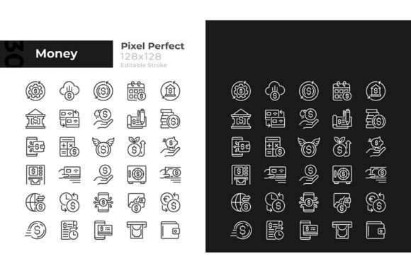 Money Pixel Perfect Svg Linear Icons Set Graphics and Icons
