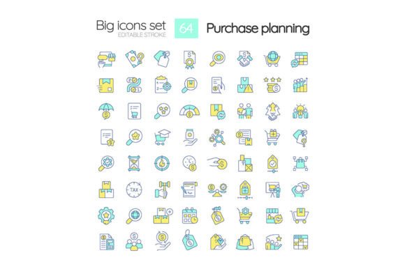 Purchase Planning Svg Color Icons Set for Graphics and Icons