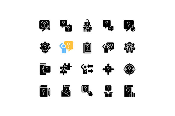 Question Mark Black Glyph Icons Set Graphics and Icons Review