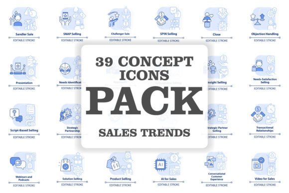 Sales Trends Svg Blue Concept Icons Set