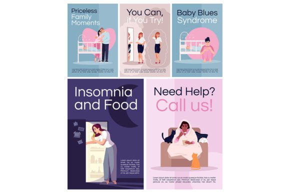 Stress in Woman Poster Template Set