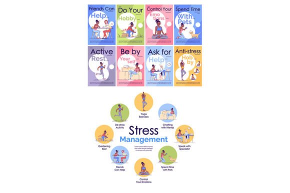 Stress Management Brochure Template Set Graphics & Graphic Templates