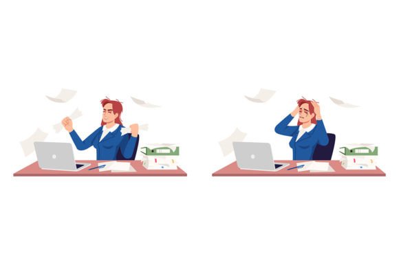 Stressed Businesswoman Svg Illustrations Graphics Review