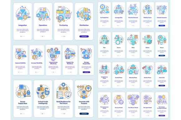 Supply Chain Mobile App Screen Set Graphics & Graphic Templates