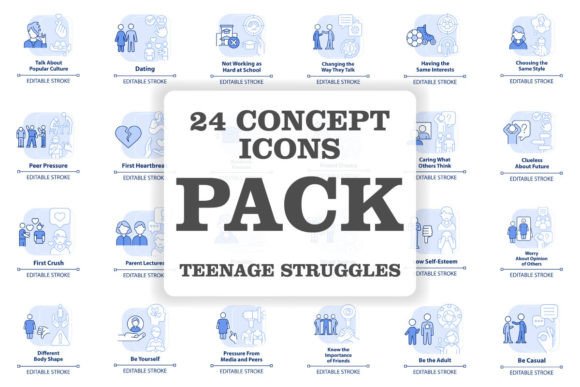 Teenage Struggles Svg Blue Concept Icons Graphics Review