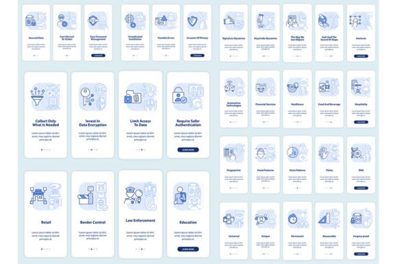Usage of Biometrics Mobile App Screens Graphics & Graphic Templates